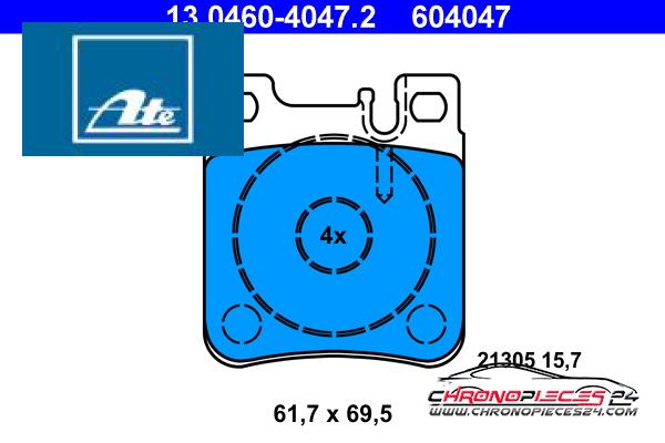 Achat de ATE 13.0460-4047.2 Kit de plaquettes de frein, frein à disque pas chères