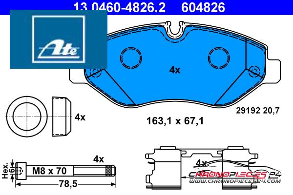 Achat de ATE 13.0460-4826.2 Kit de plaquettes de frein, frein à disque pas chères