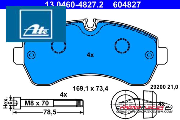 Achat de ATE 13.0460-4827.2 Kit de plaquettes de frein, frein à disque pas chères