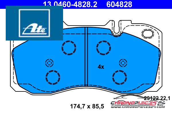 Achat de ATE 13.0460-4828.2 Kit de plaquettes de frein, frein à disque pas chères