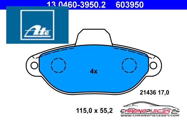 Achat de ATE 13.0460-3950.2 Kit de plaquettes de frein, frein à disque pas chères