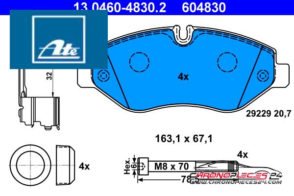 Achat de ATE 13.0460-4830.2 Kit de plaquettes de frein, frein à disque pas chères