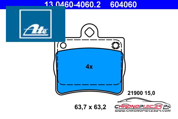 Achat de ATE 13.0460-4060.2 Kit de plaquettes de frein, frein à disque pas chères