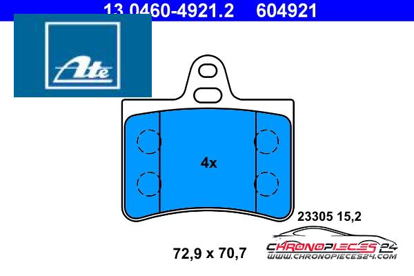 Achat de ATE 13.0460-4921.2 Kit de plaquettes de frein, frein à disque pas chères