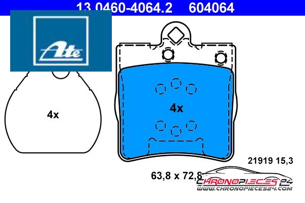 Achat de ATE 13.0460-4064.2 Kit de plaquettes de frein, frein à disque pas chères