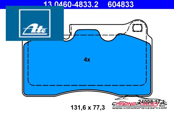 Achat de ATE 13.0460-4833.2 Kit de plaquettes de frein, frein à disque pas chères