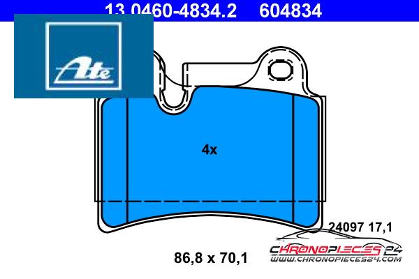 Achat de ATE 13.0460-4834.2 Kit de plaquettes de frein, frein à disque pas chères