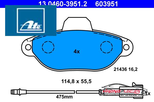 Achat de ATE 13.0460-3951.2 Kit de plaquettes de frein, frein à disque pas chères