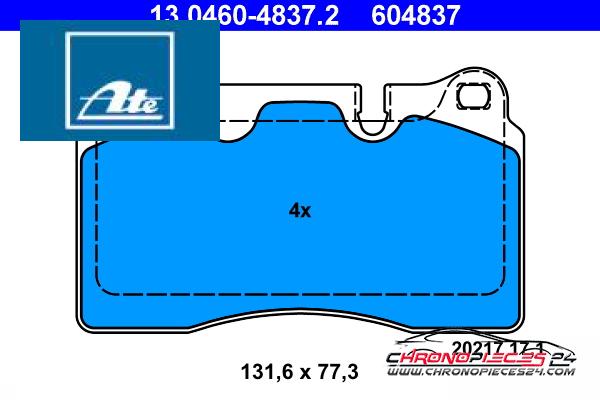 Achat de ATE 13.0460-4837.2 Kit de plaquettes de frein, frein à disque pas chères