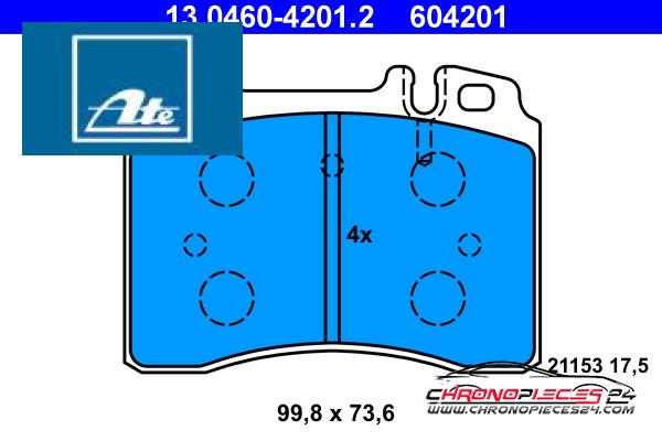 Achat de ATE 13.0460-4201.2 Kit de plaquettes de frein, frein à disque pas chères