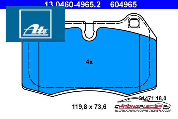 Achat de ATE 13.0460-4965.2 Kit de plaquettes de frein, frein à disque pas chères