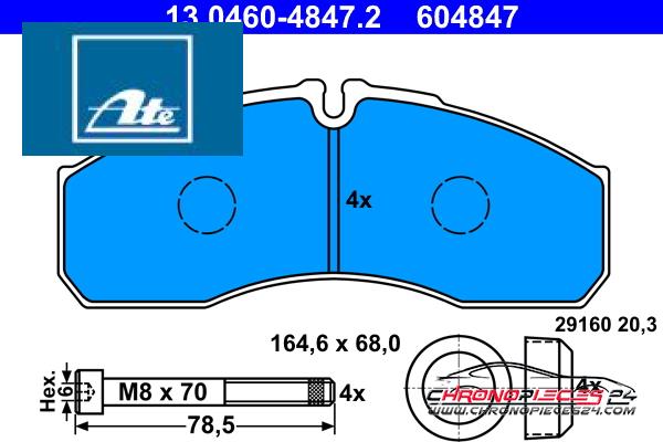 Achat de ATE 13.0460-4847.2 Kit de plaquettes de frein, frein à disque pas chères