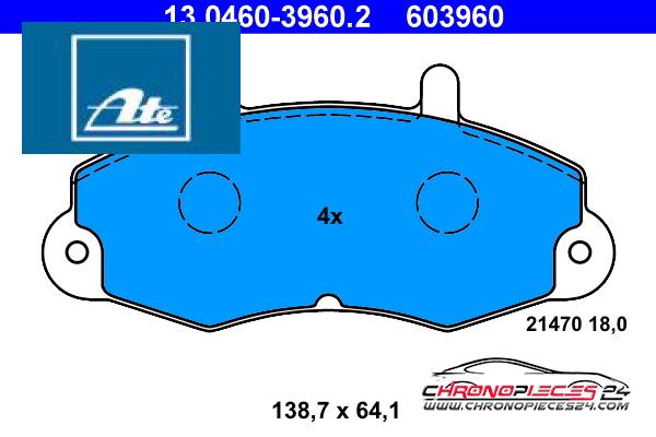 Achat de ATE 13.0460-3960.2 Kit de plaquettes de frein, frein à disque pas chères