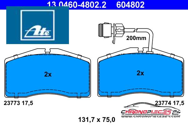 Achat de ATE 13.0460-4802.2 Kit de plaquettes de frein, frein à disque pas chères