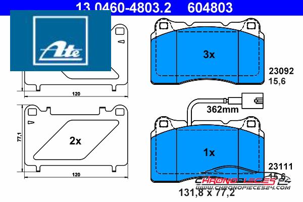 Achat de ATE 13.0460-4803.2 Kit de plaquettes de frein, frein à disque pas chères