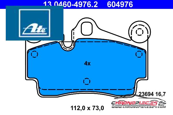 Achat de ATE 13.0460-4976.2 Kit de plaquettes de frein, frein à disque pas chères