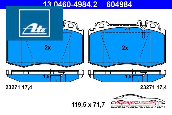 Achat de ATE 13.0460-4984.2 Kit de plaquettes de frein, frein à disque pas chères