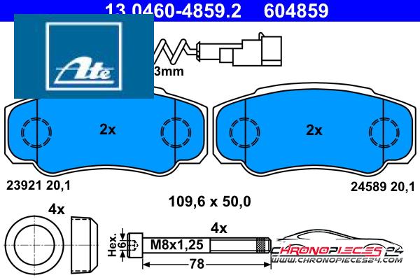 Achat de ATE 13.0460-4859.2 Kit de plaquettes de frein, frein à disque pas chères