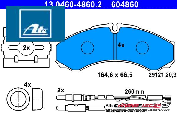 Achat de ATE 13.0460-4860.2 Kit de plaquettes de frein, frein à disque pas chères