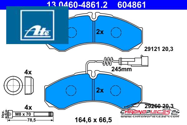 Achat de ATE 13.0460-4861.2 Kit de plaquettes de frein, frein à disque pas chères