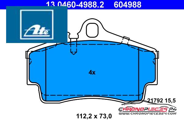 Achat de ATE 13.0460-4988.2 Kit de plaquettes de frein, frein à disque pas chères