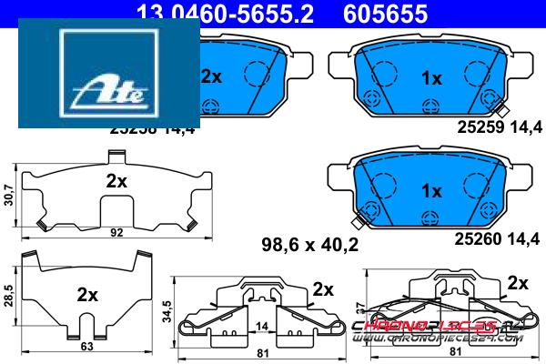 Achat de ATE 13.0460-5655.2 Kit de plaquettes de frein, frein à disque pas chères