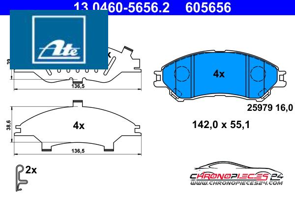 Achat de ATE 13.0460-5656.2 Kit de plaquettes de frein, frein à disque pas chères