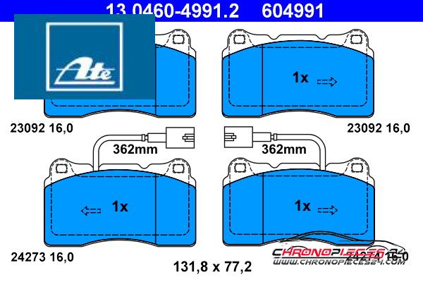 Achat de ATE 13.0460-4991.2 Kit de plaquettes de frein, frein à disque pas chères