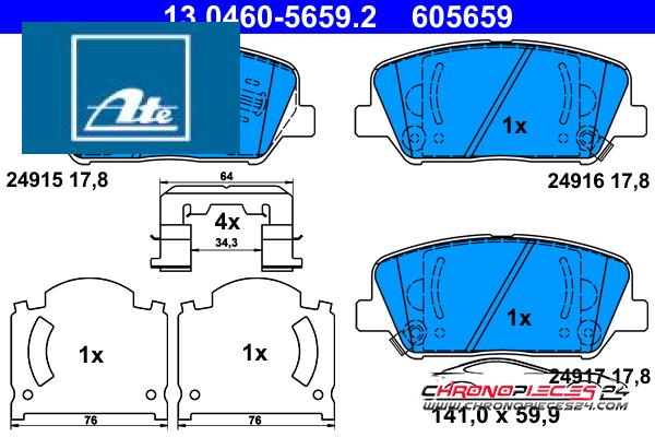 Achat de ATE 13.0460-5659.2 Kit de plaquettes de frein, frein à disque pas chères