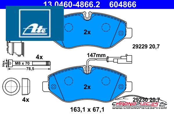 Achat de ATE 13.0460-4866.2 Kit de plaquettes de frein, frein à disque pas chères