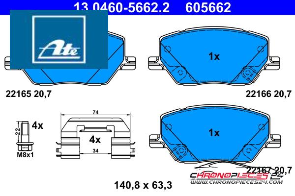 Achat de ATE 13.0460-5662.2 Kit de plaquettes de frein, frein à disque pas chères