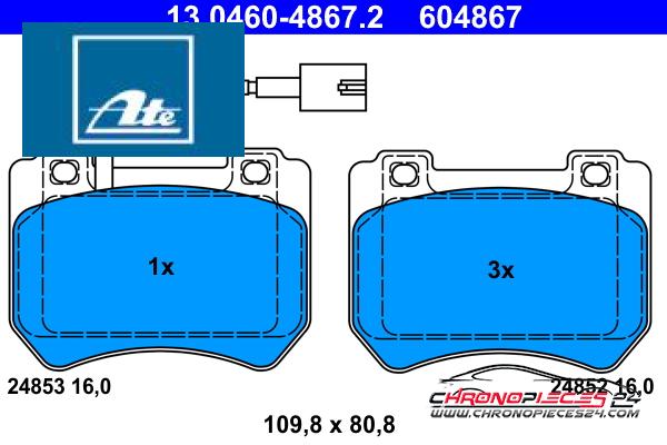 Achat de ATE 13.0460-4867.2 Kit de plaquettes de frein, frein à disque pas chères