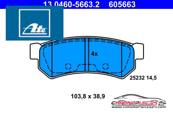 Achat de ATE 13.0460-5663.2 Kit de plaquettes de frein, frein à disque pas chères