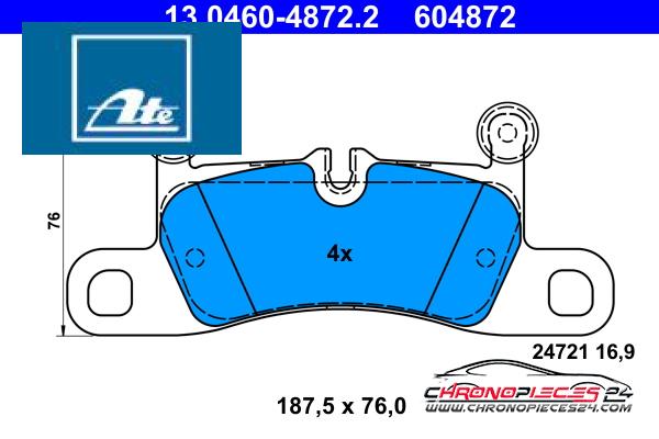 Achat de ATE 13.0460-4872.2 Kit de plaquettes de frein, frein à disque pas chères