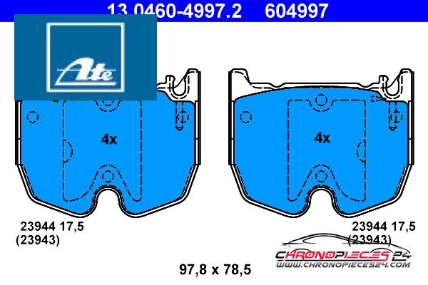 Achat de ATE 13.0460-4997.2 Kit de plaquettes de frein, frein à disque pas chères