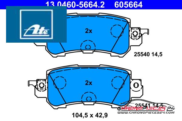 Achat de ATE 13.0460-5664.2 Kit de plaquettes de frein, frein à disque pas chères