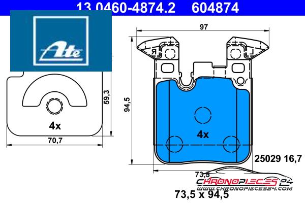 Achat de ATE 13.0460-4874.2 Kit de plaquettes de frein, frein à disque pas chères