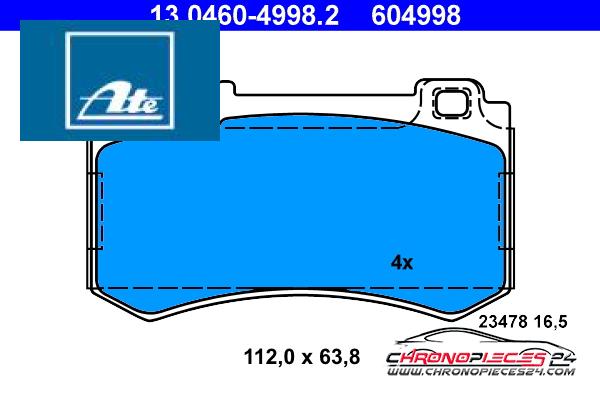 Achat de ATE 13.0460-4998.2 Kit de plaquettes de frein, frein à disque pas chères