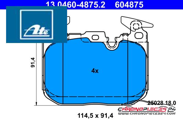 Achat de ATE 13.0460-4875.2 Kit de plaquettes de frein, frein à disque pas chères