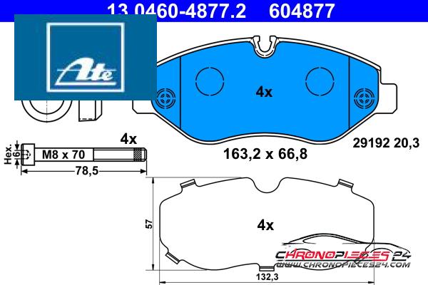 Achat de ATE 13.0460-4877.2 Kit de plaquettes de frein, frein à disque pas chères