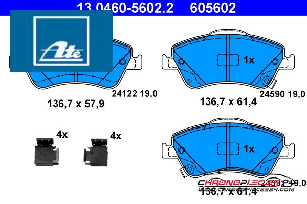 Achat de ATE 13.0460-5602.2 Kit de plaquettes de frein, frein à disque pas chères