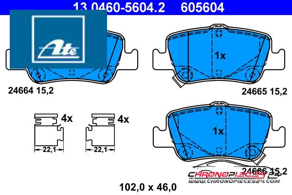 Achat de ATE 13.0460-5604.2 Kit de plaquettes de frein, frein à disque pas chères