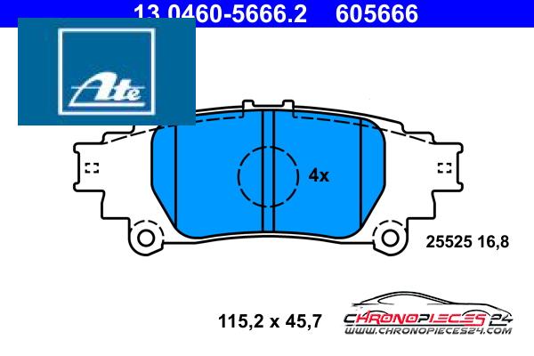 Achat de ATE 13.0460-5666.2 Kit de plaquettes de frein, frein à disque pas chères