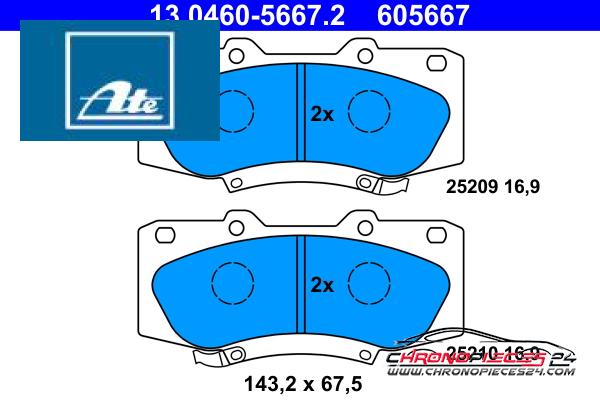 Achat de ATE 13.0460-5667.2 Kit de plaquettes de frein, frein à disque pas chères