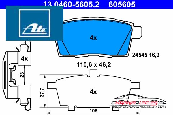 Achat de ATE 13.0460-5605.2 Kit de plaquettes de frein, frein à disque pas chères