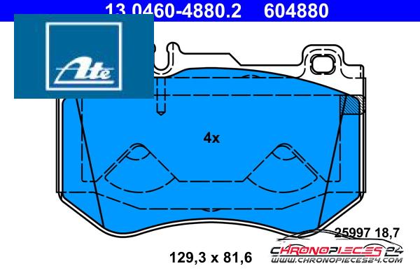 Achat de ATE 13.0460-4880.2 Kit de plaquettes de frein, frein à disque pas chères