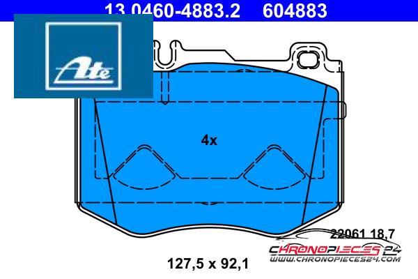 Achat de ATE 13.0460-4883.2 Kit de plaquettes de frein, frein à disque pas chères