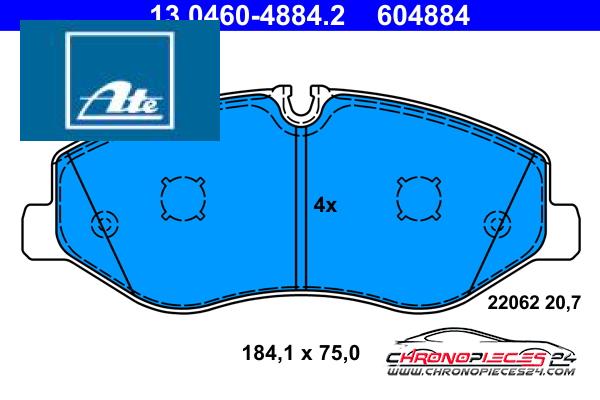 Achat de ATE 13.0460-4884.2 Kit de plaquettes de frein, frein à disque pas chères