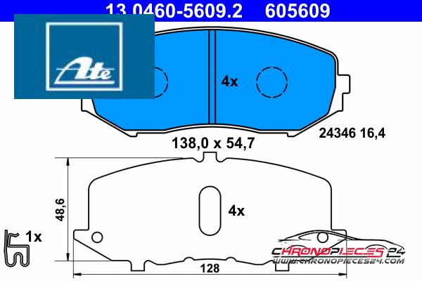 Achat de ATE 13.0460-5609.2 Kit de plaquettes de frein, frein à disque pas chères