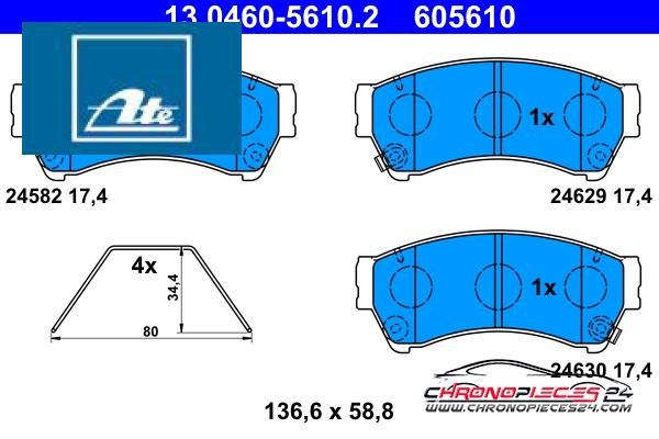 Achat de ATE 13.0460-5610.2 Kit de plaquettes de frein, frein à disque pas chères